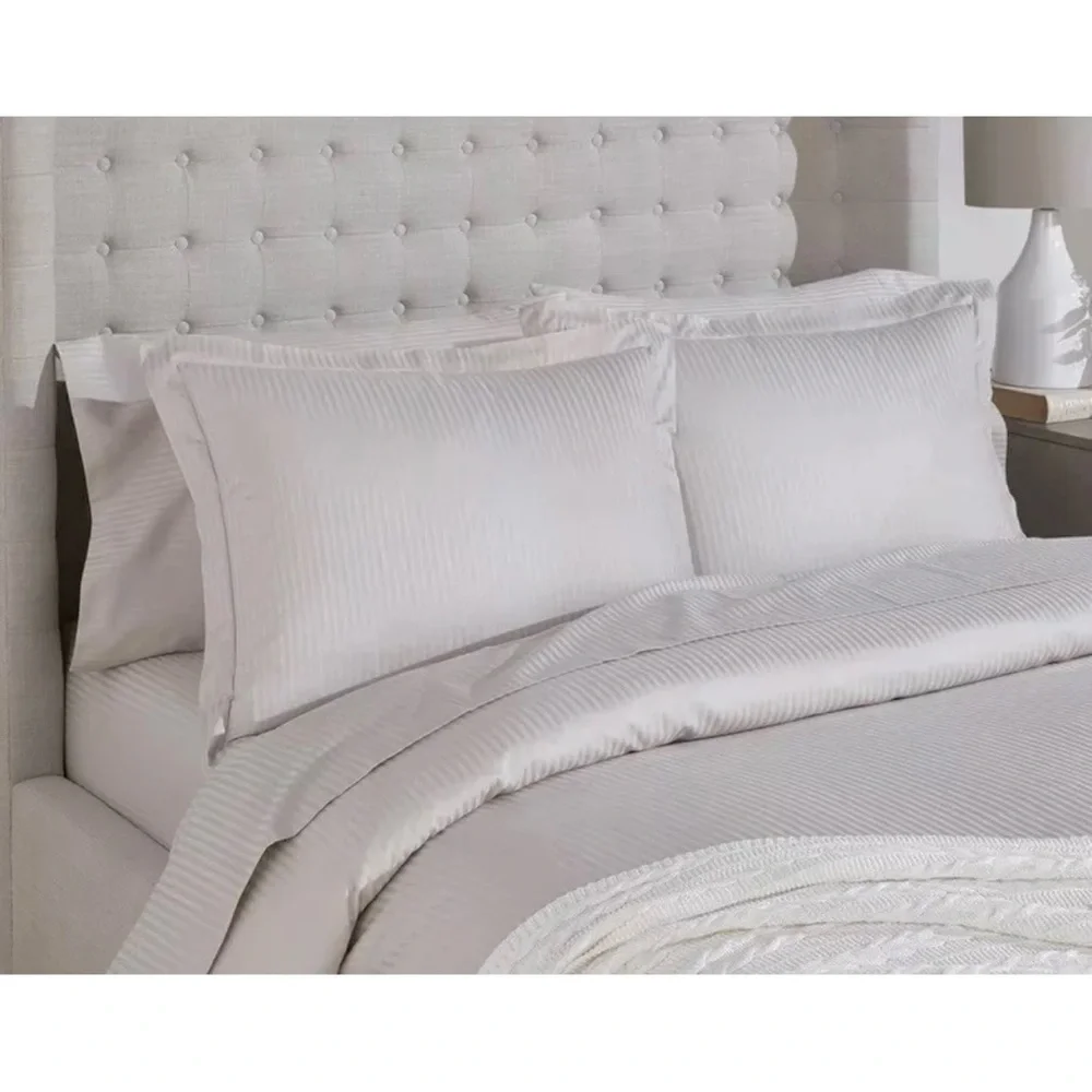 BOLL & BRANCH Signature Stripe Duvet Cover & Shams NEW Pewter Gray King Cal King